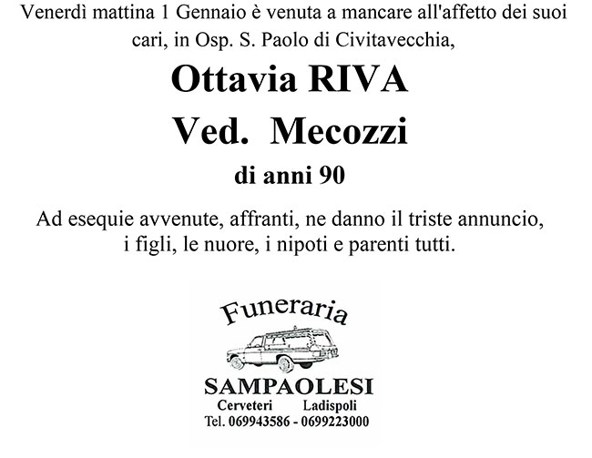 OTTAVIA RIVA ved. MECOZZI di anni 90