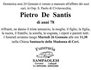 PIETRO DE SANTIS di anni 78