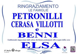 ELSA PETRONILLI – Ringraziamento