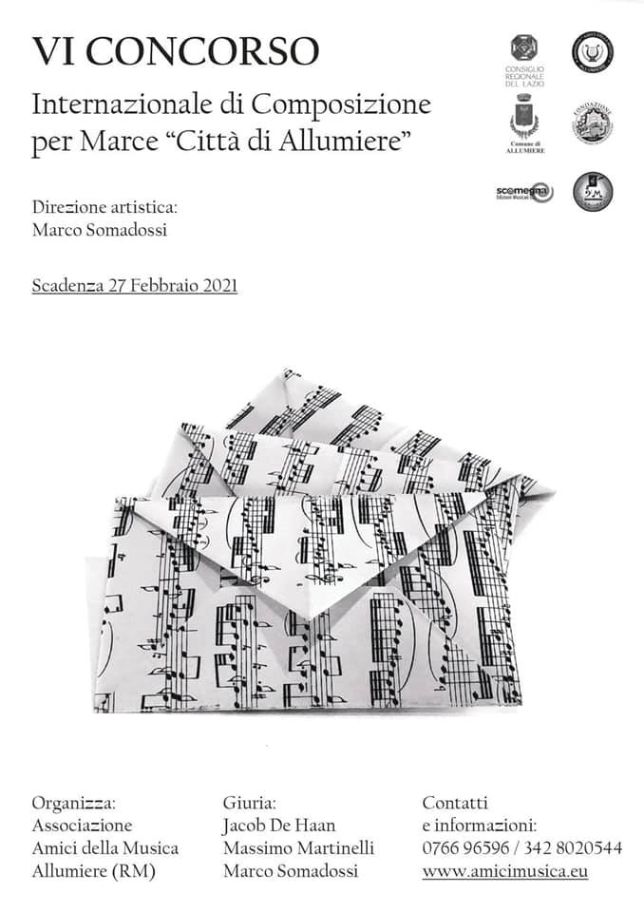 Pronta la VI edizione del Concorso Internazionale di Composizione per Marce Città di Allumiere: giovedì la presentazione
