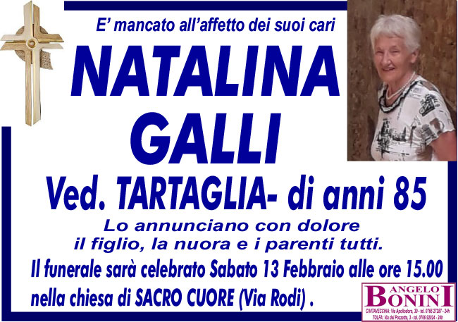 NATALINA GALLI ved. TARTAGLIA di anni 85