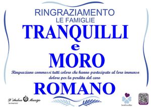 ROMANO TRANQUILLI – Ringraziamento