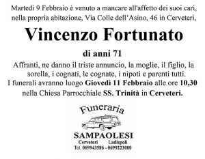 VINCENZO FORTUNATO di anni 71