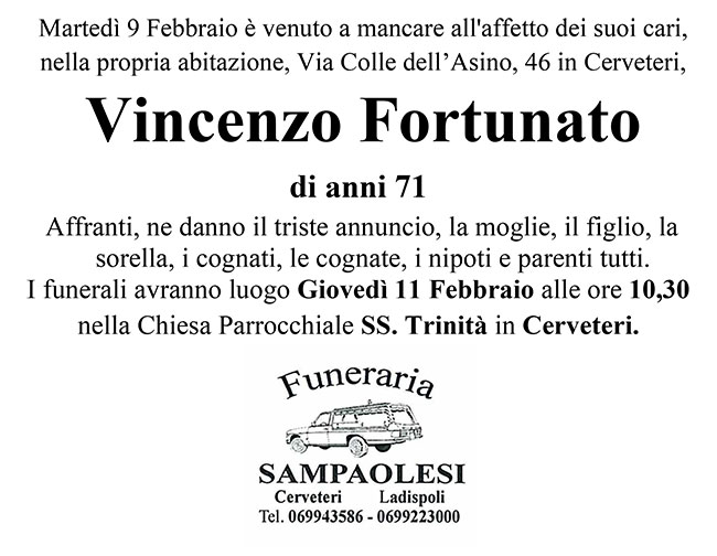 VINCENZO FORTUNATO di anni 71