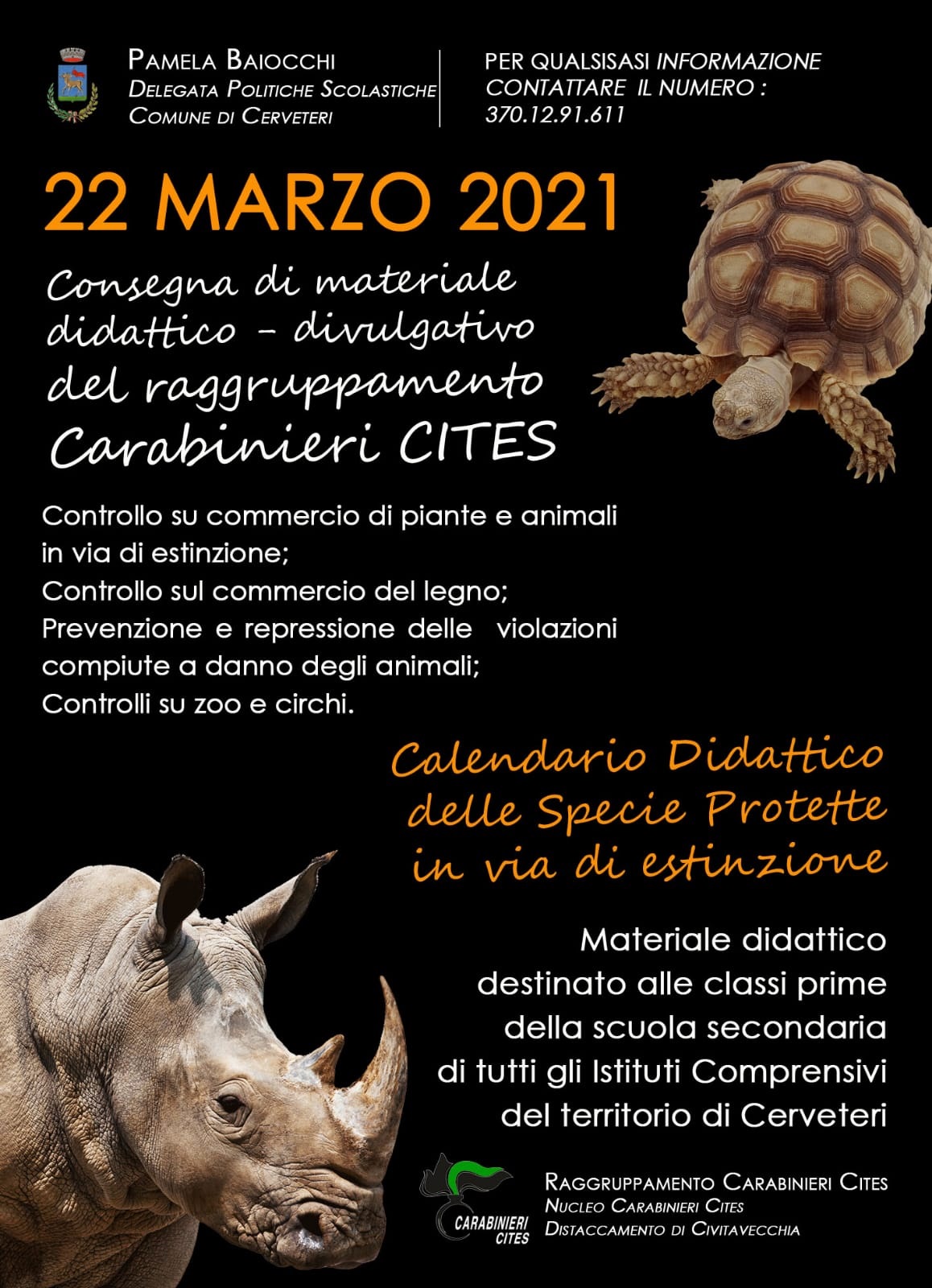 Scuola e ambiente grazie anche ai Carabinieri Cites del distaccamento di Civitavecchia