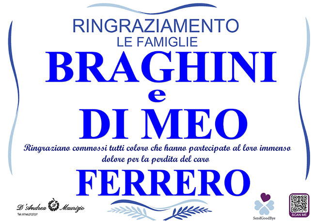 FERRERO BRAGHINI – Ringraziamento