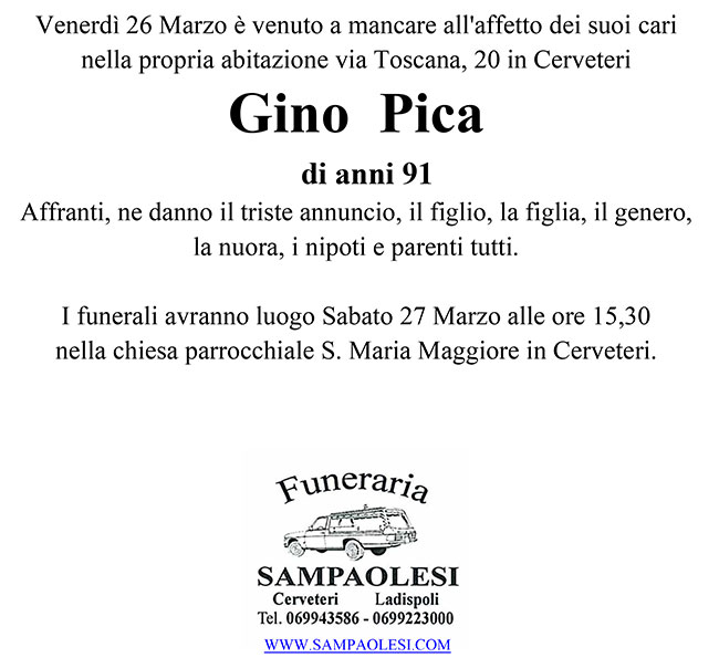 GINO PICA di anni 91