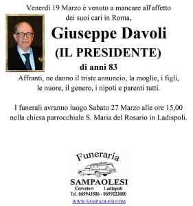 GIUSEPPE DAVOLI (IL PRESIDENTE) di anni 83