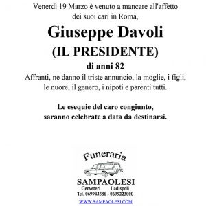 GIUSEPPE DAVOLI (IL PRESIDENTE) di anni 82