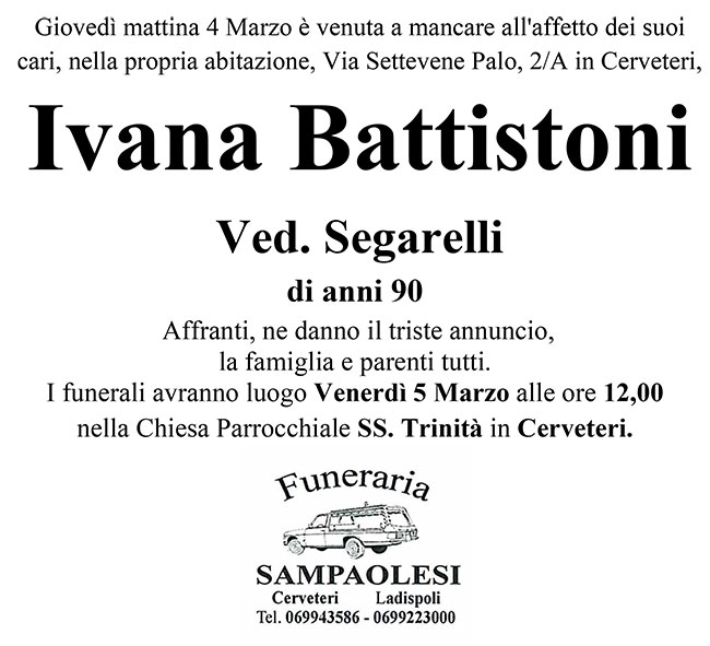 IVANA BATTISTONI ved. SEGARELLI di anni 90