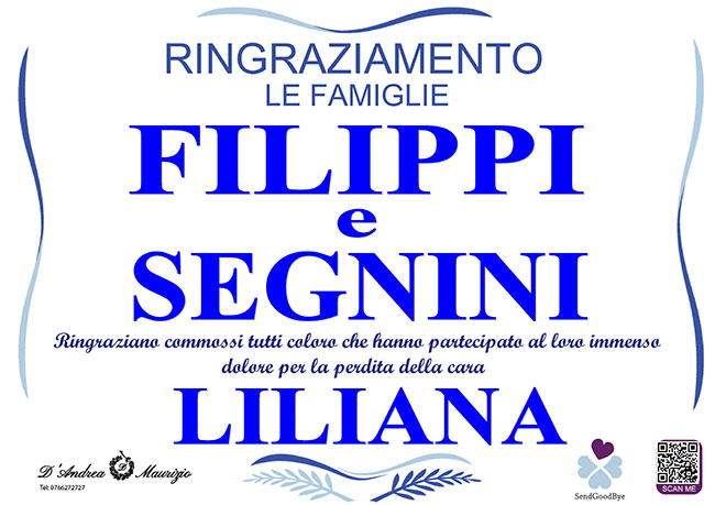 LILIANA SEGNINI – Ringraziamento