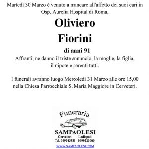 OLIVIERO FIORNI di anni 91