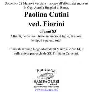 PAOLINA CUTINI ved. FIORINI di anni 83