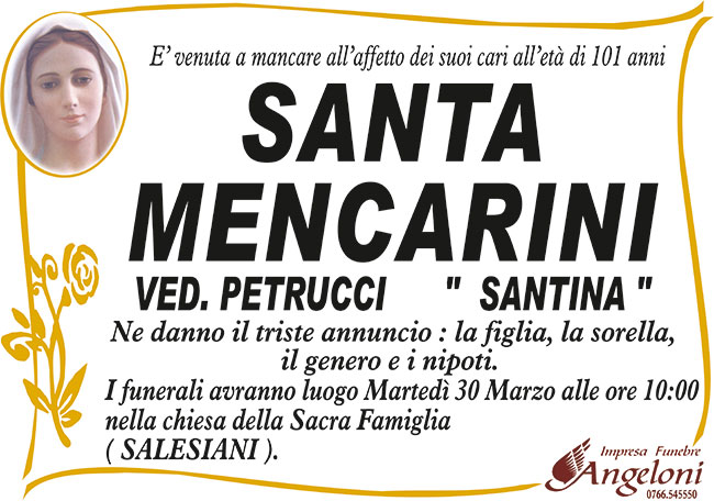 SANTA MENCARINI ved. PETRUCCI “SANTINA”