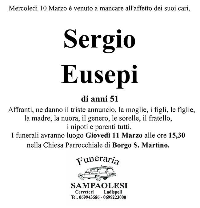 SERGIO EUSEPI di anni 51