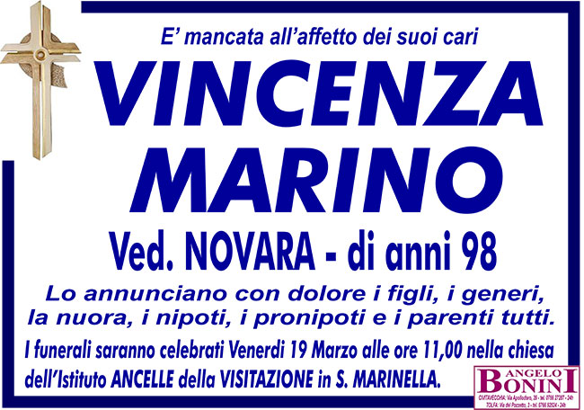 VINCENZA MARINO ved. NOVARA di anni 98