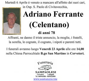 ADRIANO FERRANTE (CELENTANO) di anni 78