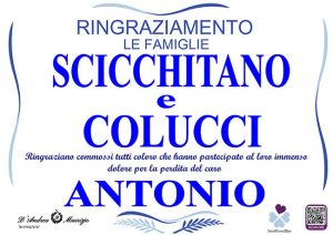 ANTONIO SCICCHITANO – Ringraziamento