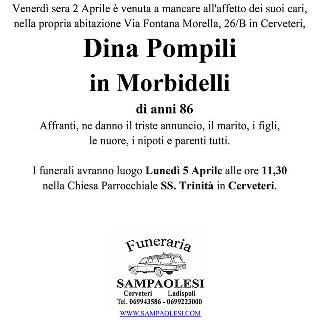 DINA POMPILI in MORBIDELLI di anni 86