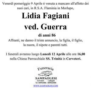 LIDIA FAGIANI ved. GUERRA di anni 86