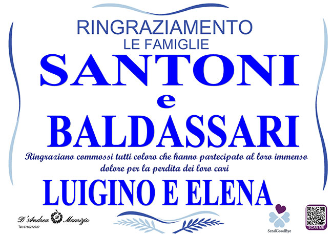 LUIGINO SANTONI e ELENA BALDASSARI – Ringraziamento