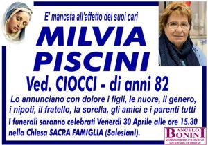 MILVIA PISCINI ved. CIOCCI di anni 82