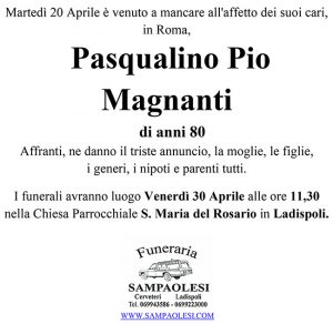 PASQUALINO PIO MAGNANTI di anni 80