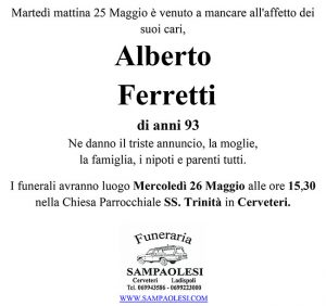 ALBERTO FERRETTI di anni 93