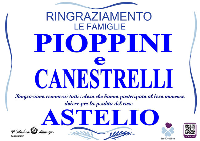 ASTELIO CANESTRELLI – Ringraziamento