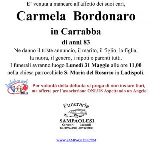 CARMELA BORDONARO in CARRABBA di anni 93