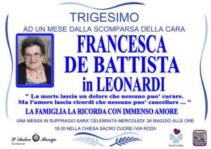FRANCESCA DE BATTISTA in LEONARDI – Trigesimo