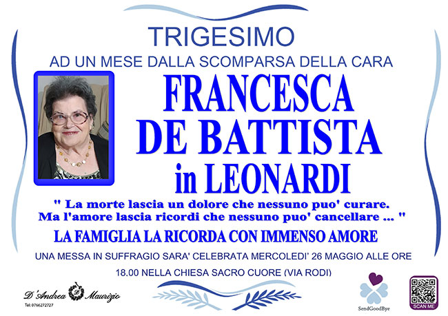 FRANCESCA DE BATTISTA in LEONARDI – Trigesimo