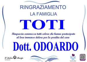 Dott. ODOARDO TOTI – Ringraziamento
