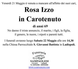 ROSA IZZO in CAROTENUTO di anni 69