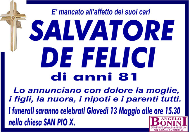 SALVATORE DE FELICI di anni 81
