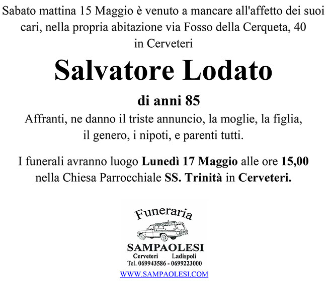 SALVATORE LODATO di anni 85