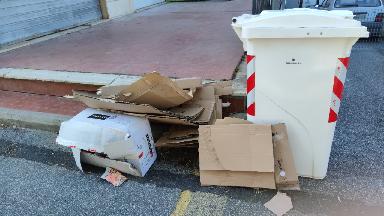 Cartoni in strada: la segnalazione di un cittadino