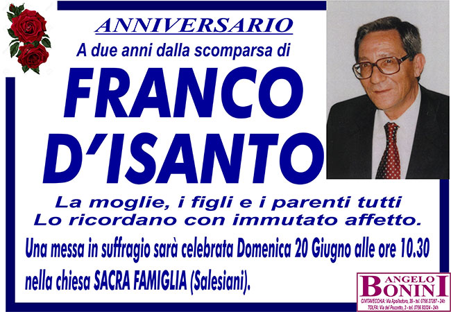 FRANCO D’ISANTO – Anniversario