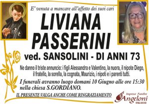 LIVIANA PASSERINI ved. SANSOLINI di anni 73