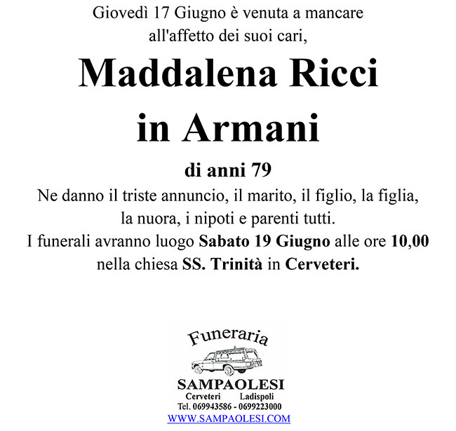 MADDALENA RICCI in ARMANI di anni 79