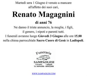 RENATO MAGAGNINI di anni 76