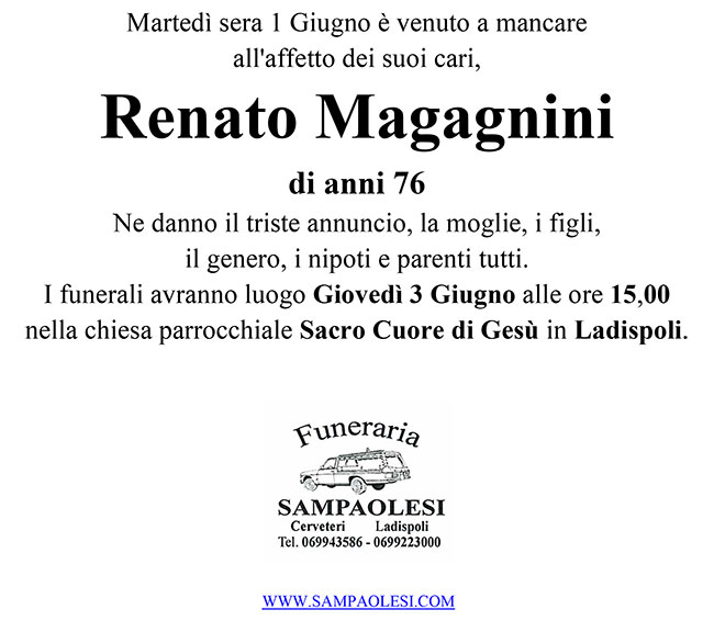 RENATO MAGAGNINI di anni 76