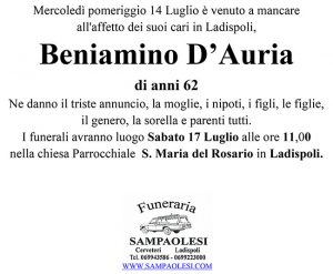 BENIAMINO D’AURIA di anni 62