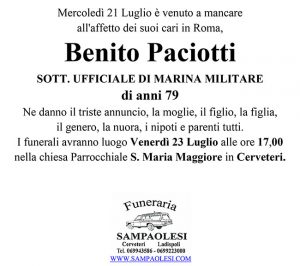 BENITO PACIOTTI Sottufficiale di Marina Militare di anni 79