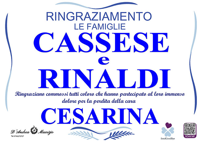 CESARINA CASSESE – Ringraziamento
