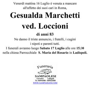 GESUALDA MARCHETTI ved. LOCCIONI di anni 83