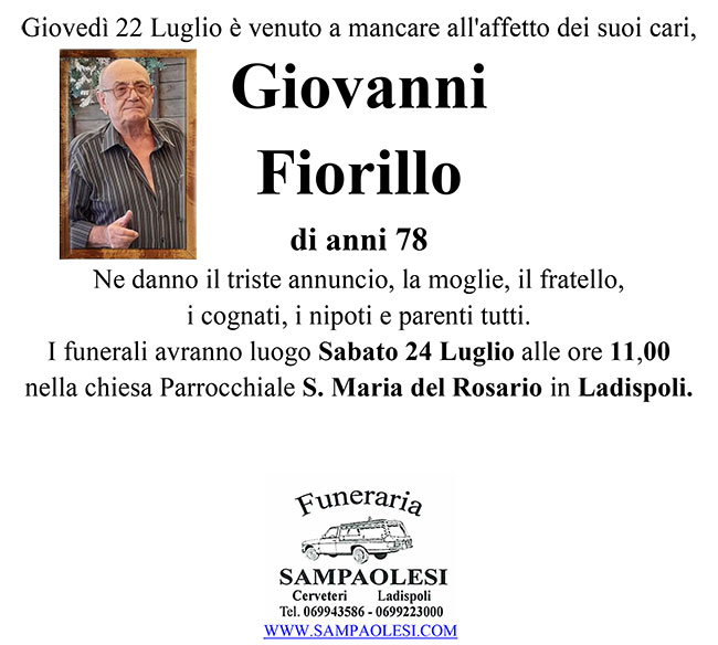 GIOVANNI FIORILLO di anni 78