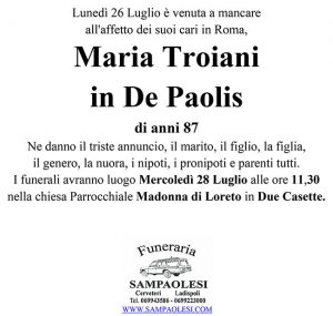MARIA TROIANI in DE PAOLIS di anni 87
