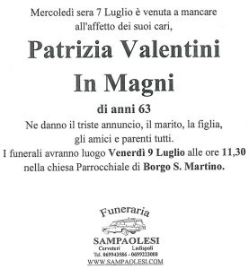 PATRIZIA VALENTINI in MAGNI di anni 63