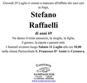 STEFANO RAFFAELLI di anni 69